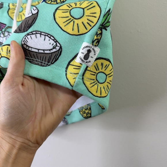 Chubbies Lounge Sweat Shorts Womens Small Green Go Coconuts Tropical Fruit NEW - Picture 9 of 14